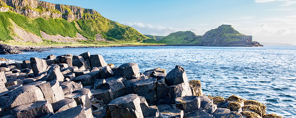 Rocks on the shore of the Giants Causeway in Northern Ireland