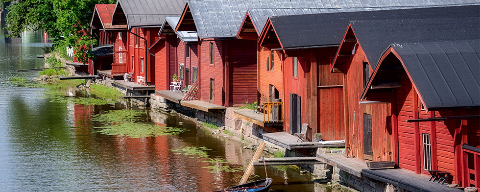 Red shore houses in Porvoo, Finland