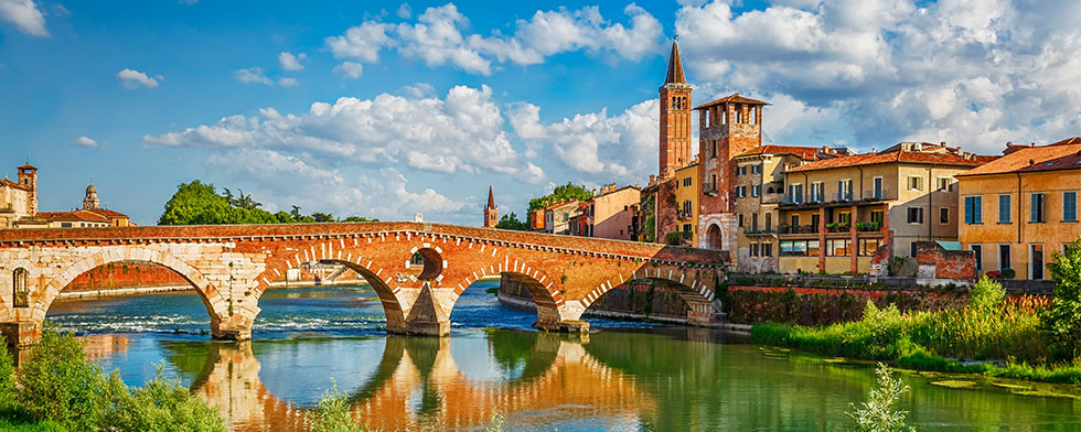 Verona's Ponte Piedra crossing the Adige River