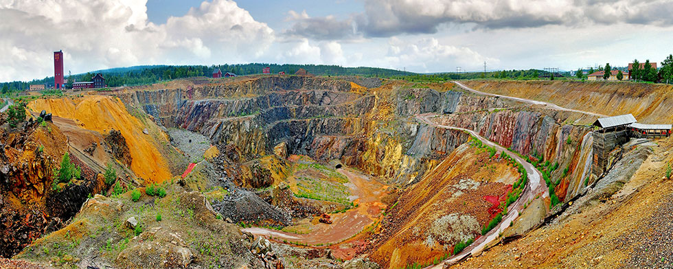 Colorful mining area on Sweden's Great Copper Mountain