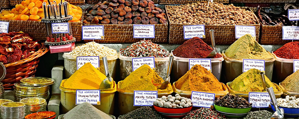 Bulk spices at a Turkish bazaar